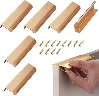 Maniglie per mobili da cucina 150 mm, 6 Pezzi Maniglie nascoste in alluminio per cassetti mobili, Maniglie per mobili moderni d'oro, Maniglia profilo per armadio, cucina, cassettiera