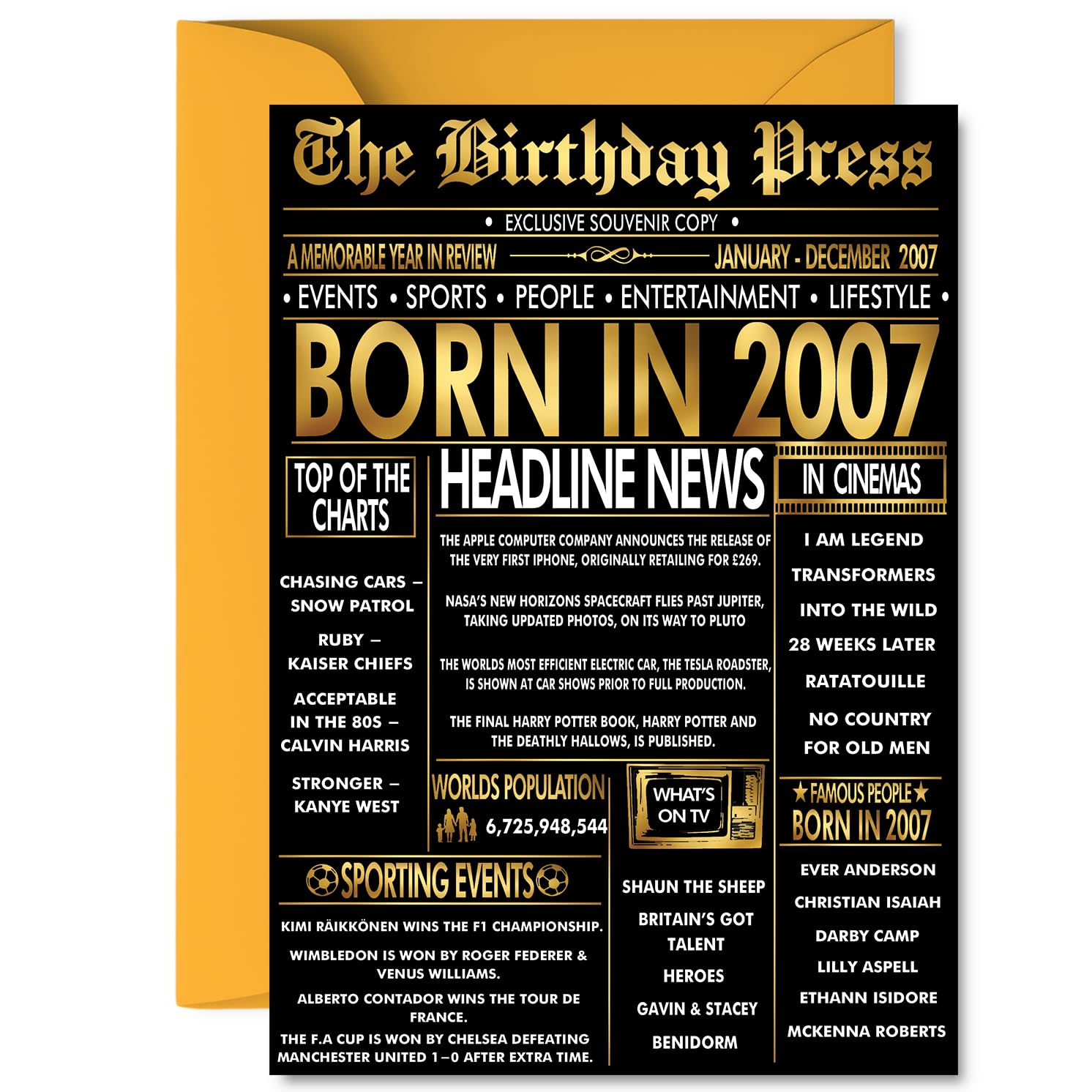 Gold 19th Birthday Card for Women and Men