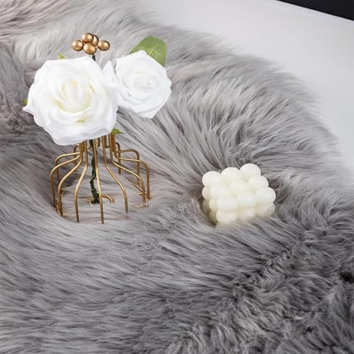 Miniatura 23 de Alfombra de piel sintética esponjosa de piel de oveja blanca, 4 x 6 pies, ultra suave, para dormitorio, mesita de noche, sala de estar, guardería