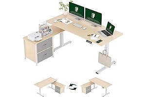 FLEXISPOT 63'' L Shaped Standing Desk with Drawers: Maximize Workspace and Enhance Productivity