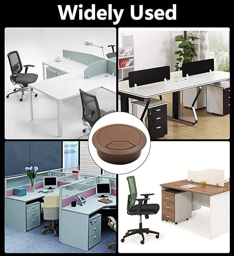 Miniatura 5 de Biaungdo Organizador de cables de alambre de plástico con ojales para escritorio, 2 "x 2", marrón (paquete de 5)