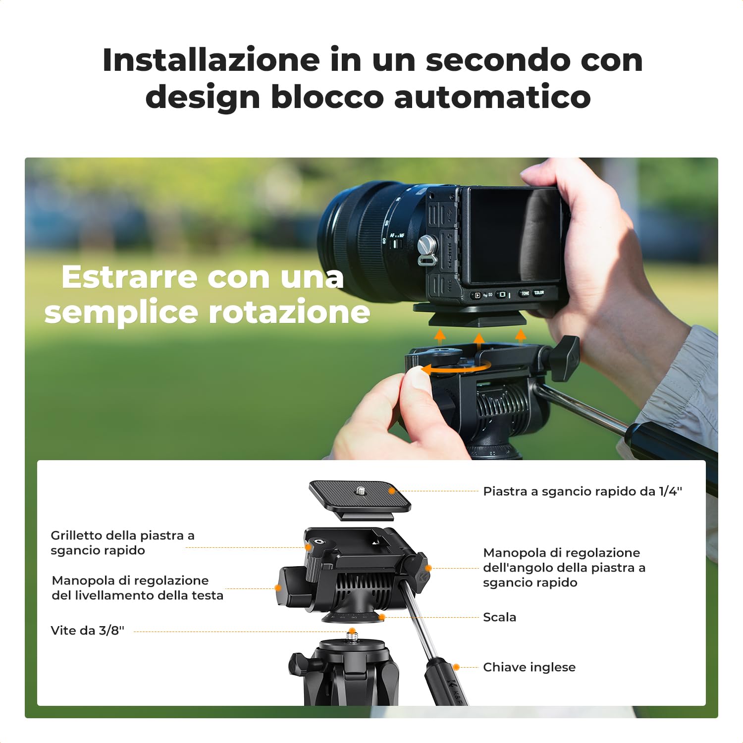 K&F CONCEPT Treppiede Fotocamera e Smartphone 48-190cm, Cavalletto Leggero in Alluminio S255A3+BV01 con Telecomando Bluetooth, Tripod Camera Portatile e Compatto per DSLR/Cellulari/Ipad/Live Streaming