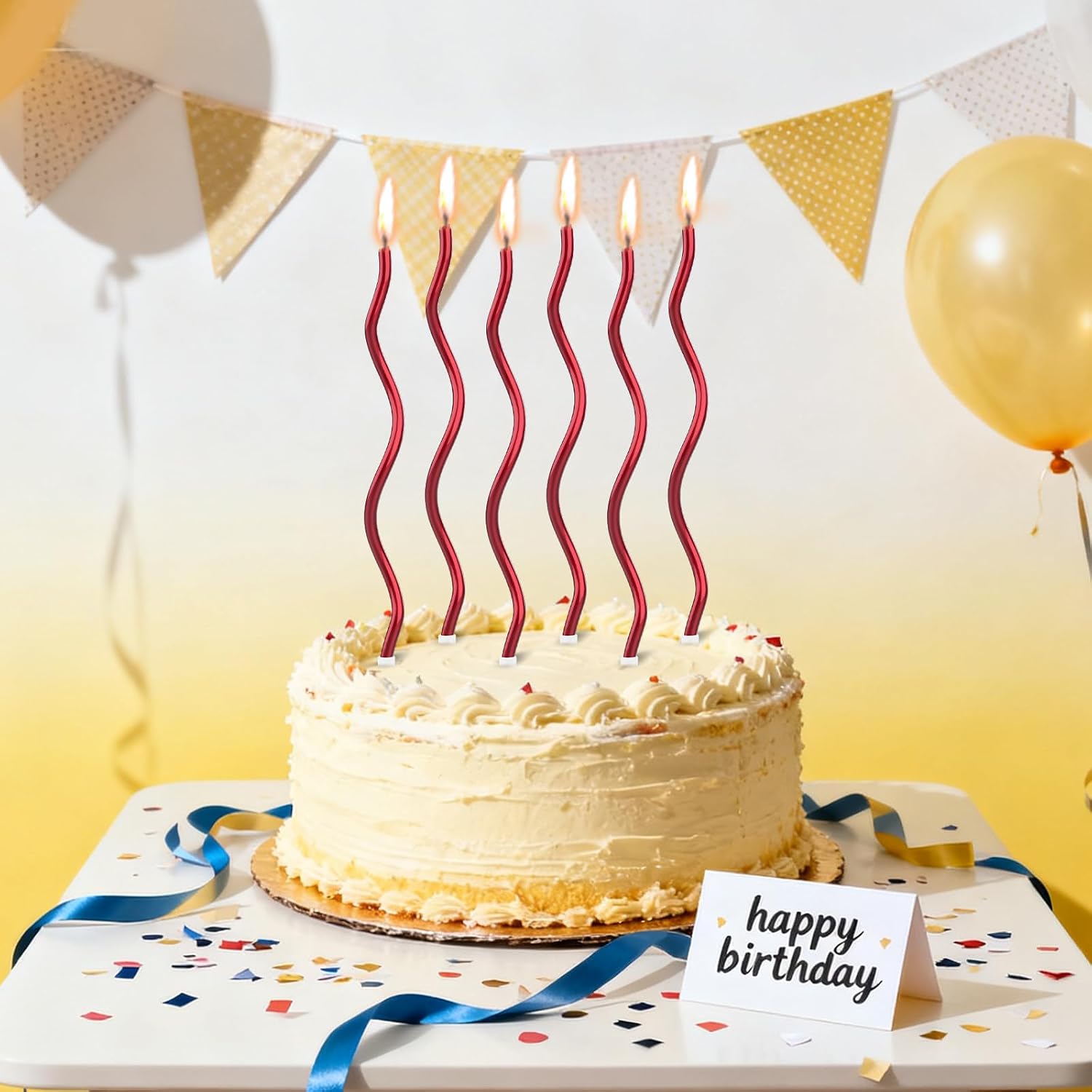 BEAN LIEVE 30-Count Spiral Birthday Candles - Elegant Twisted Design with Holders, Long-Lasting Burn for Birthdays, Weddings, Cupcakes & Family Celebrations (Red)