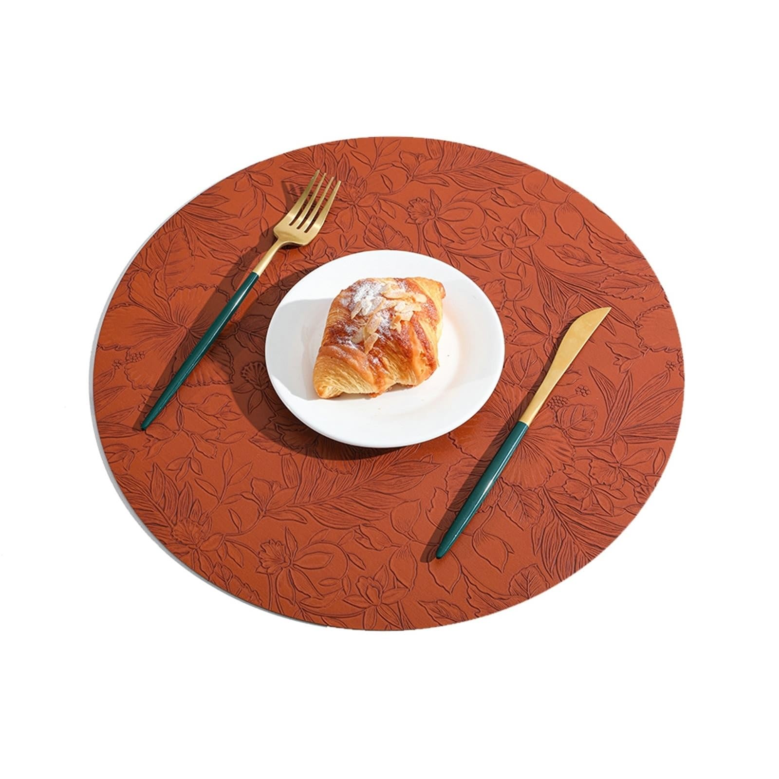 Sets de table ronds marron anti-tache de 34 cm pour préserver la nappe de cuisine