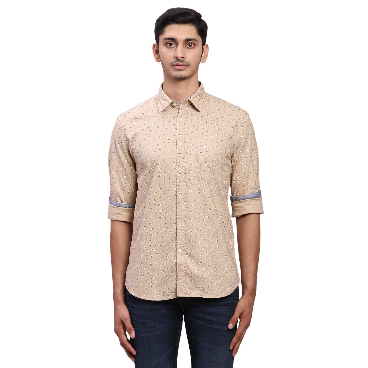 parx Men Slim Fit Print Pattern Pure Cotton Semi Cutaway Collar Full Sleeve Casual Shirt-picture-21
