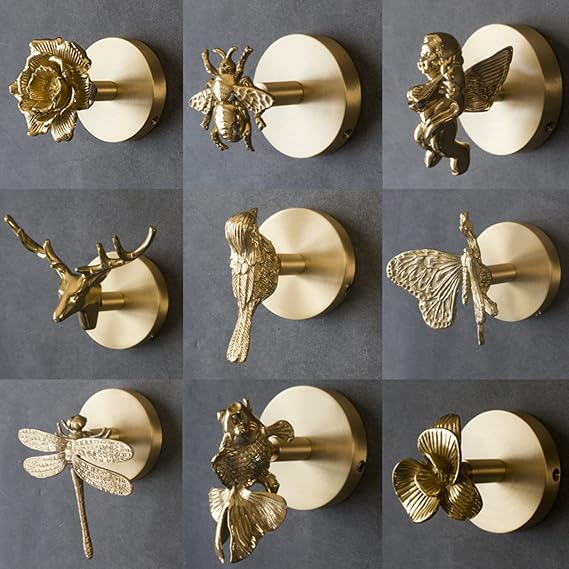 MFYS Brass Bee Wall Hooks Gold Coat Hooks Bedroom Hat Hanger(1, Bee)