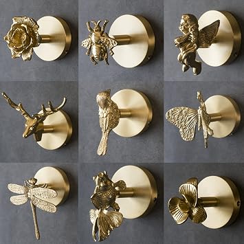 MFYS Brass Bee Wall Hooks Gold Coat Hooks Bedroom Hat Hanger(1, Bee)