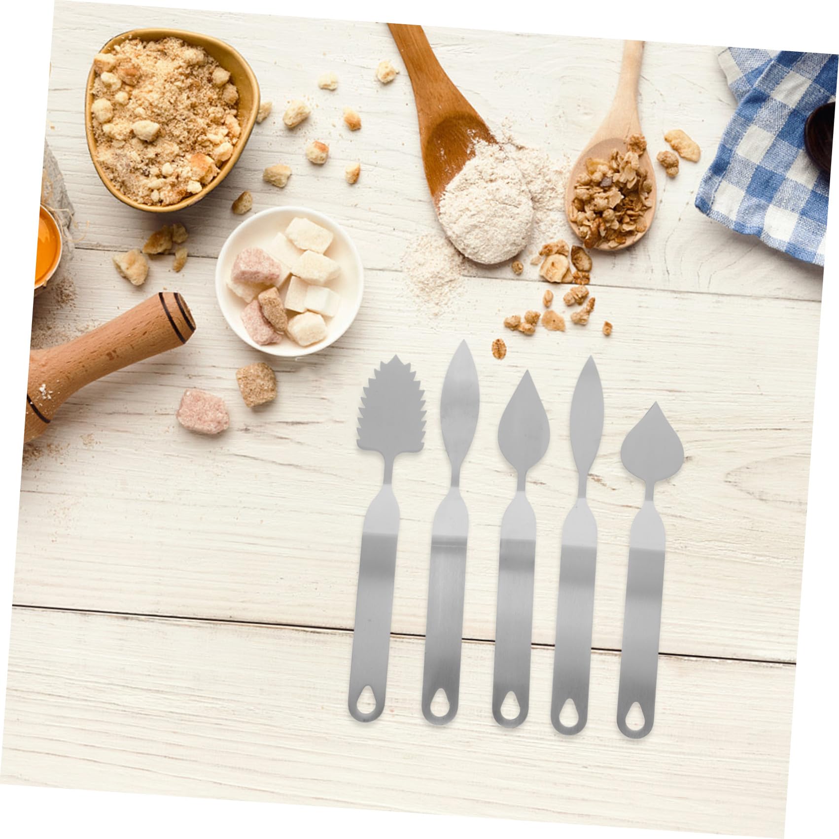 SHERCHPRY 5piezas Espátulas Para Moldes De Cortador De Herramientas Para Hornear Mousse y Pasteles Diseño Ergonómico Fácil De Limpiar Multiusos