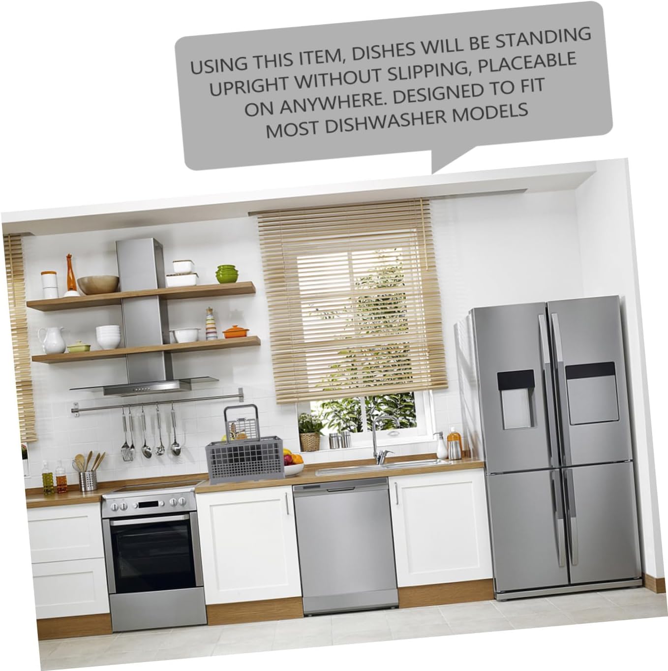Universal Dishwasher Cutlery Basket with Handle, ABS Dishware Organizer
