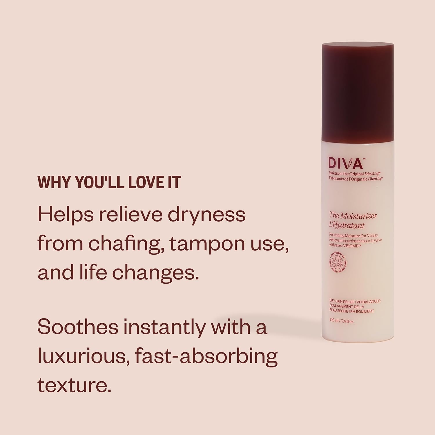 DIVA Moisturizer - Gentle & Luxe Texture - Fragrance-Free & Plant-Based Formula to Instantly Prevent Itchiness - Helps Support Moisture Barrier & Healthier Microbiome - 100 mL