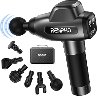 RENPHO Professional Muscle Massage Gun Deep Tissue for Athletes, Percussion Massager Gun with Case, Powerful Quiet Massagers, 20 Speeds, 6 Massage Heads, Back Relaxation - FSA and HSA Eligible
