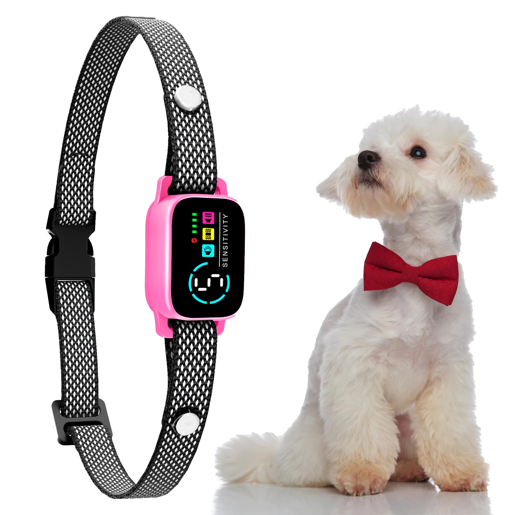 Small Dog Bark Collar, Training Device for Dogs 5-15 lbs (Pink)