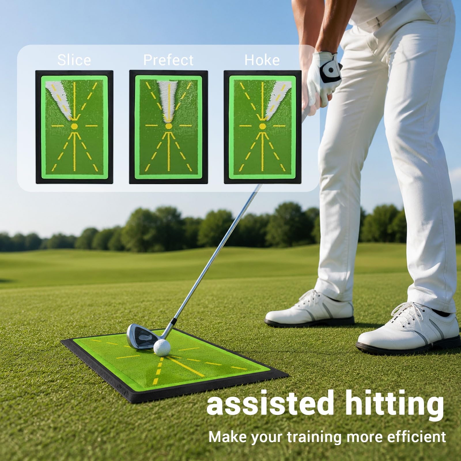 Golf-Trainingsmatte Golfschaukelmatte, Golf-Schwingmatte, Übungsmatte Mit Rutschfester Gummibasis für Driver, Eisen, Chippen, Indoor Outdoor Trainingsmatte Für Anfänger Fortgeschrittene