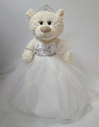 Miniatura 26 de KINNEX COLLECTIONS SINCE 1997 Dulce 16 ~ 20 "Oso de peluche con vestido y bordado (pieza central) arc16831A-34 (champán) Champán,Azul