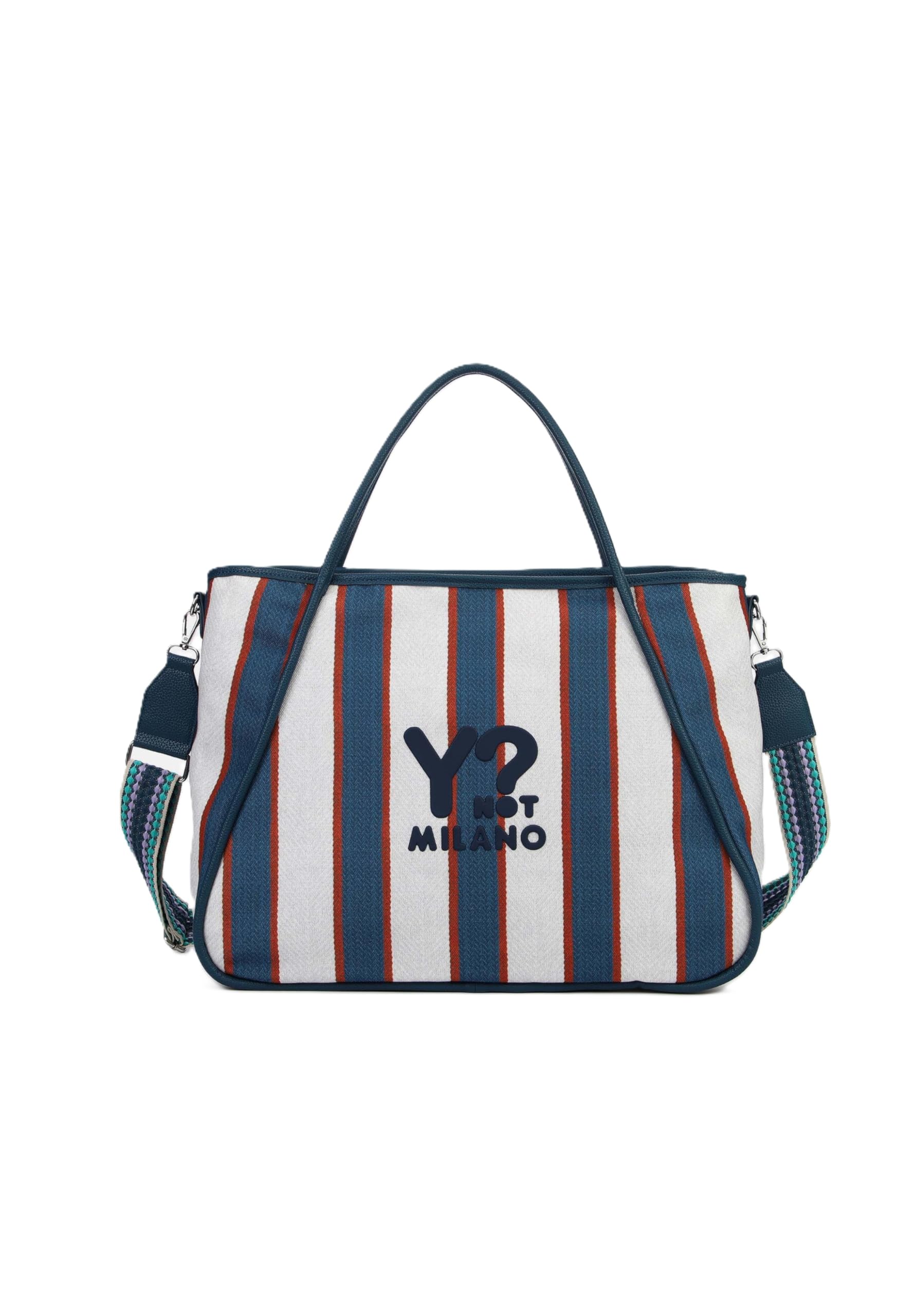 YNOT Borsa Mare Mistral MST002S6, Blu, 100% Nylon, 47x36x17 cm, Doppio Manico, Tracolla Amovibile