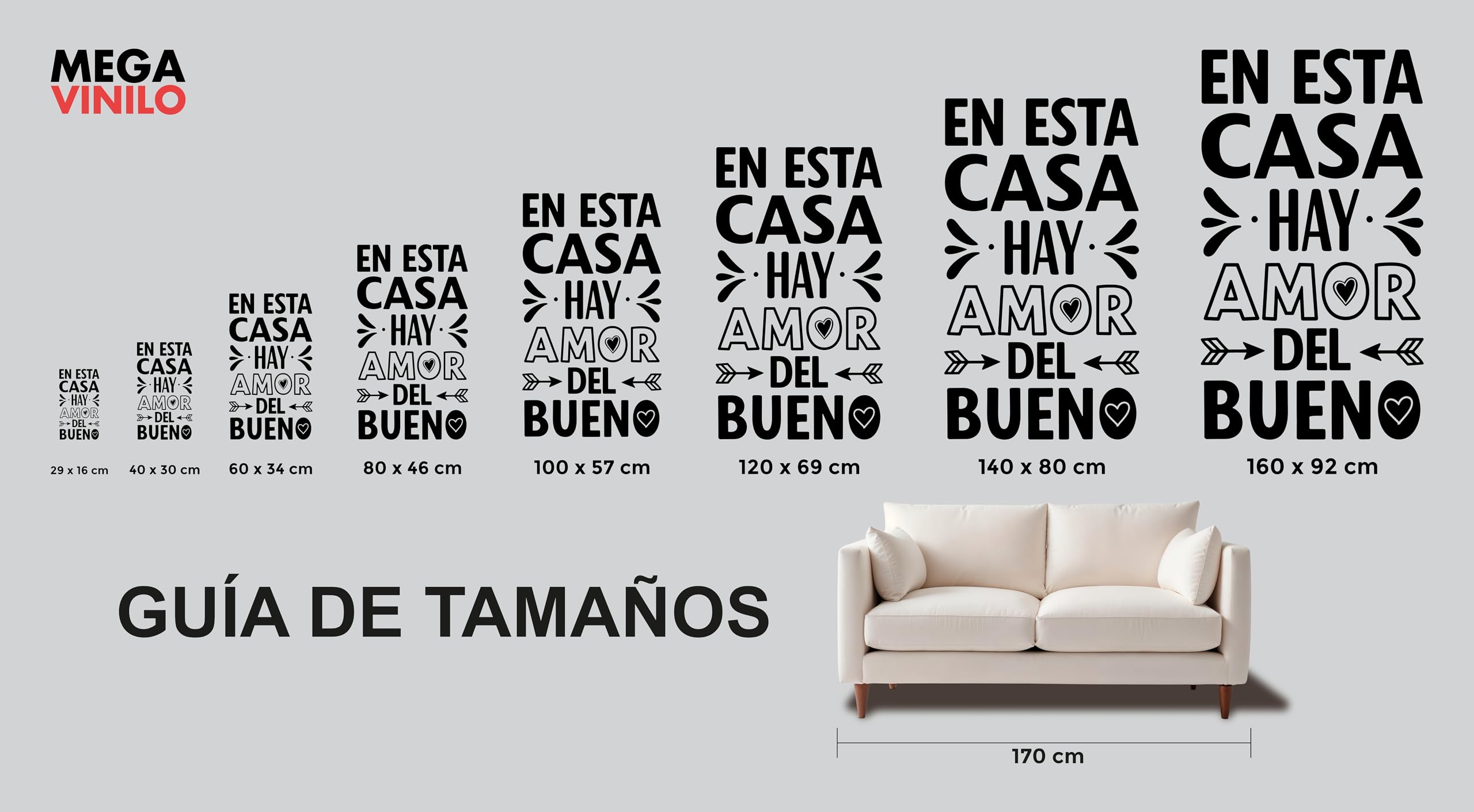 Vinilo Decorativo de Pared con Frase Familiar "En Esta Casa Hay Amor del Bueno" | Adhesivo para Cocina, Comedor o Entrada | Pegatina con Mensaje para Hogar (Negro, 140 x 80 cm)