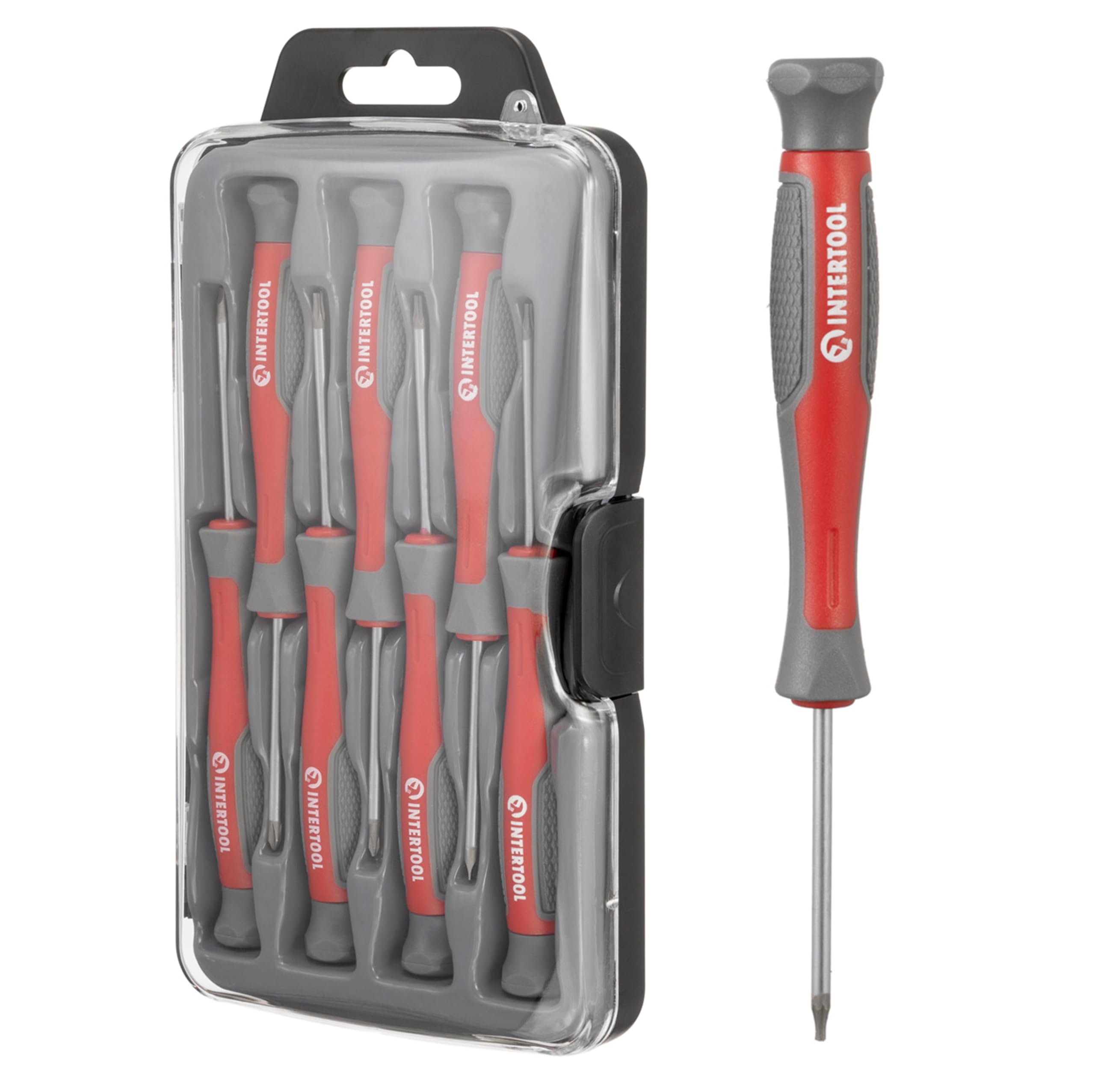 INTERTOOL Precision Screwdriver Set, 7pc, Magnetic, Mini Screw Drivers, Flathead, Phillips, Torx, Swivel End Caps, Jewelry, Eyeglasses, Computers,