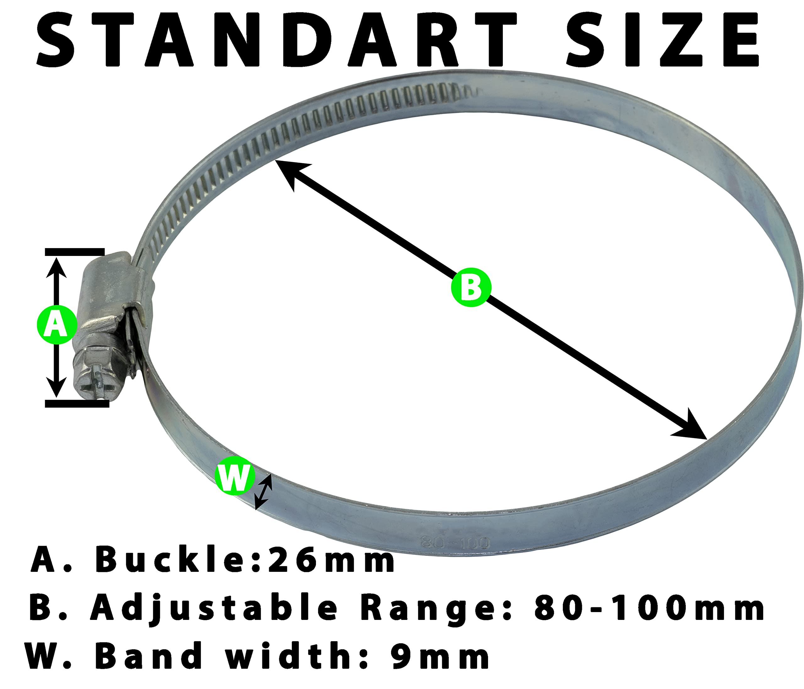 AERZETIX: Lot De 5 Collier De Serrage à Vis L9mm Pour Tuyau Tube Jardin Automobile En Acier Chrome Din 3017 90110mm