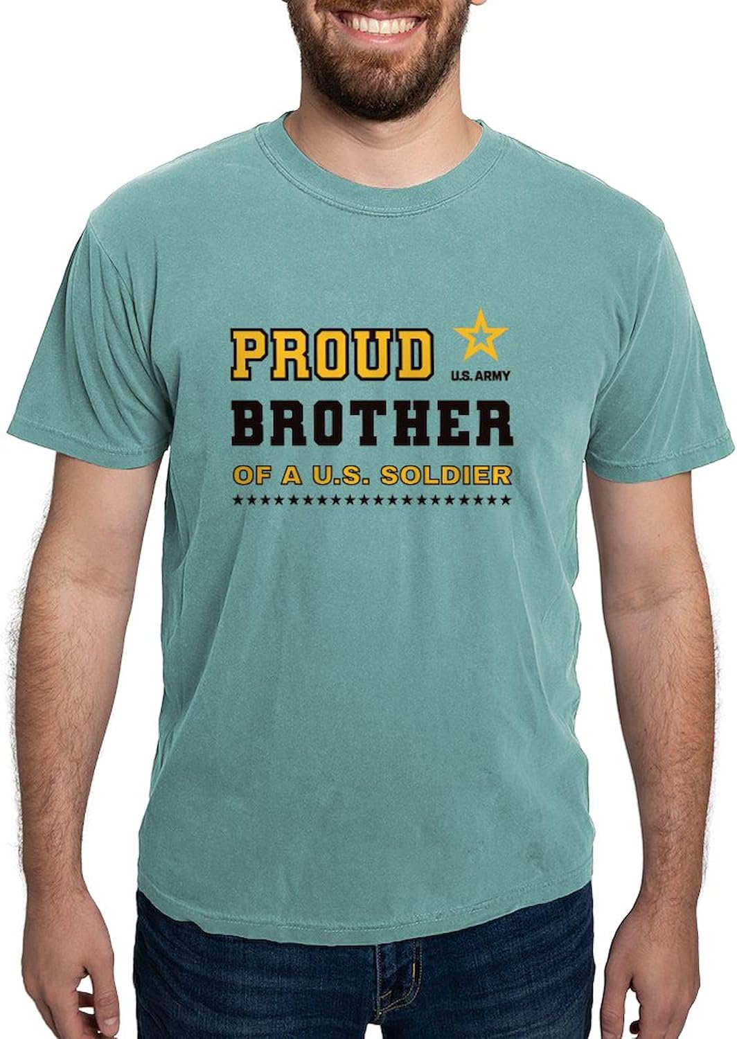 CafePress Proud Brother of A Soldier Black and Gold T Shirt Mens Comfort Colors Shirt
