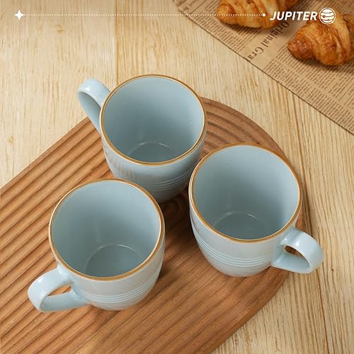 Miniatura 55 de famiware Juego de 4 tazas de café, 13 onzas, tazas de gres para café con leche, té caliente, moca, cacao, capuchino, microondas y lavavajillas