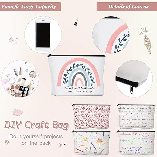 Miniatura 7 de Coume 30 piezas de regalos de agradecimiento para profesores, bolsa de maquillaje de lona arco iris, bolsa de viaje para lápices de cosméticos,