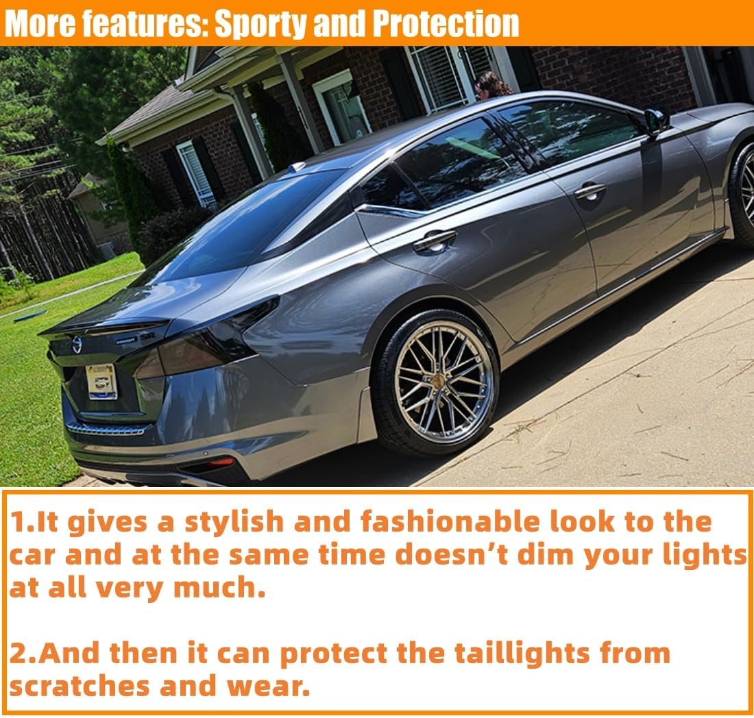 MUTUSAISI Tail Light Covers Guards Fit for Nissan Altima 2019-2025, Smoked Black Rear Light Protective Cover Guards Trim 4pcs Set Exterior Accessories