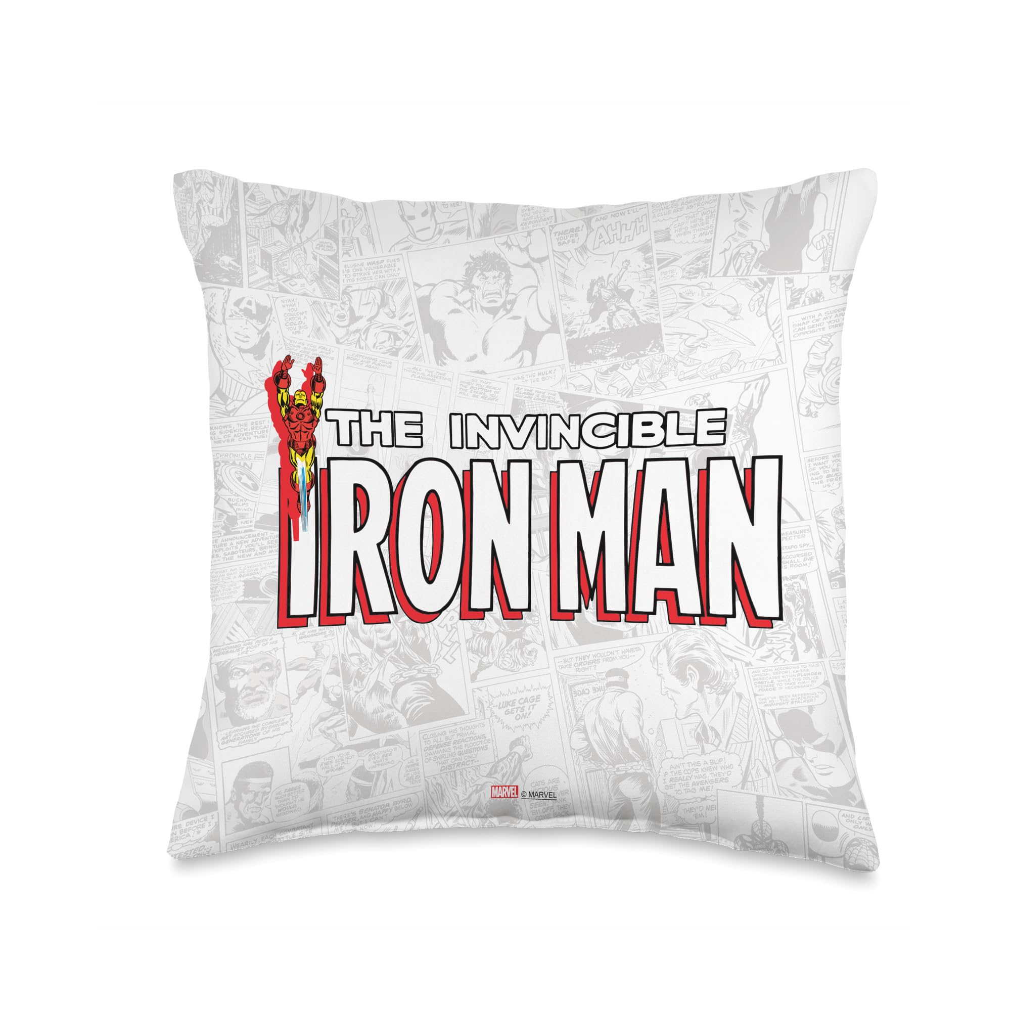 Coussin rétro Iron Man Marvel 40x40 cm multicolore en tissu imprimé bande dessinée