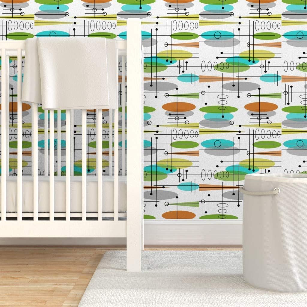 Peel & Stick Wallpaper 3ft x 2ft - Space Age Atomic Inspired Era Mid Century Modern Retro Vintage Custom Removable Wallpaper by Spoonflower