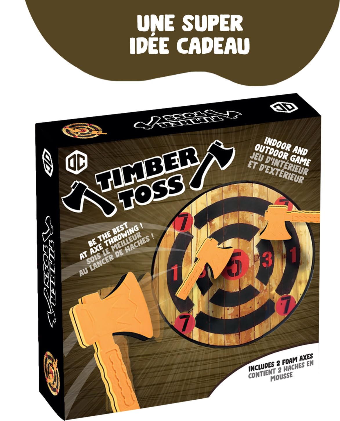 TimberToss | Jeu de Lancer de Haches | Jeux de Fléchettes pour Enfant et Adulte | Jouet en Mousse EVA pour Intérieur et Extérieur | Cible pour Mini Bucheron Fille Garçon | OriginalCup