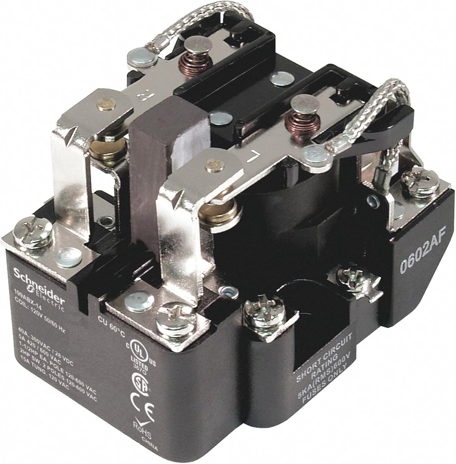 199AX-9 Electromechanical Relay 120VAC 40A DPST-NO (63.6x63.2x49.6)mm Power Relay