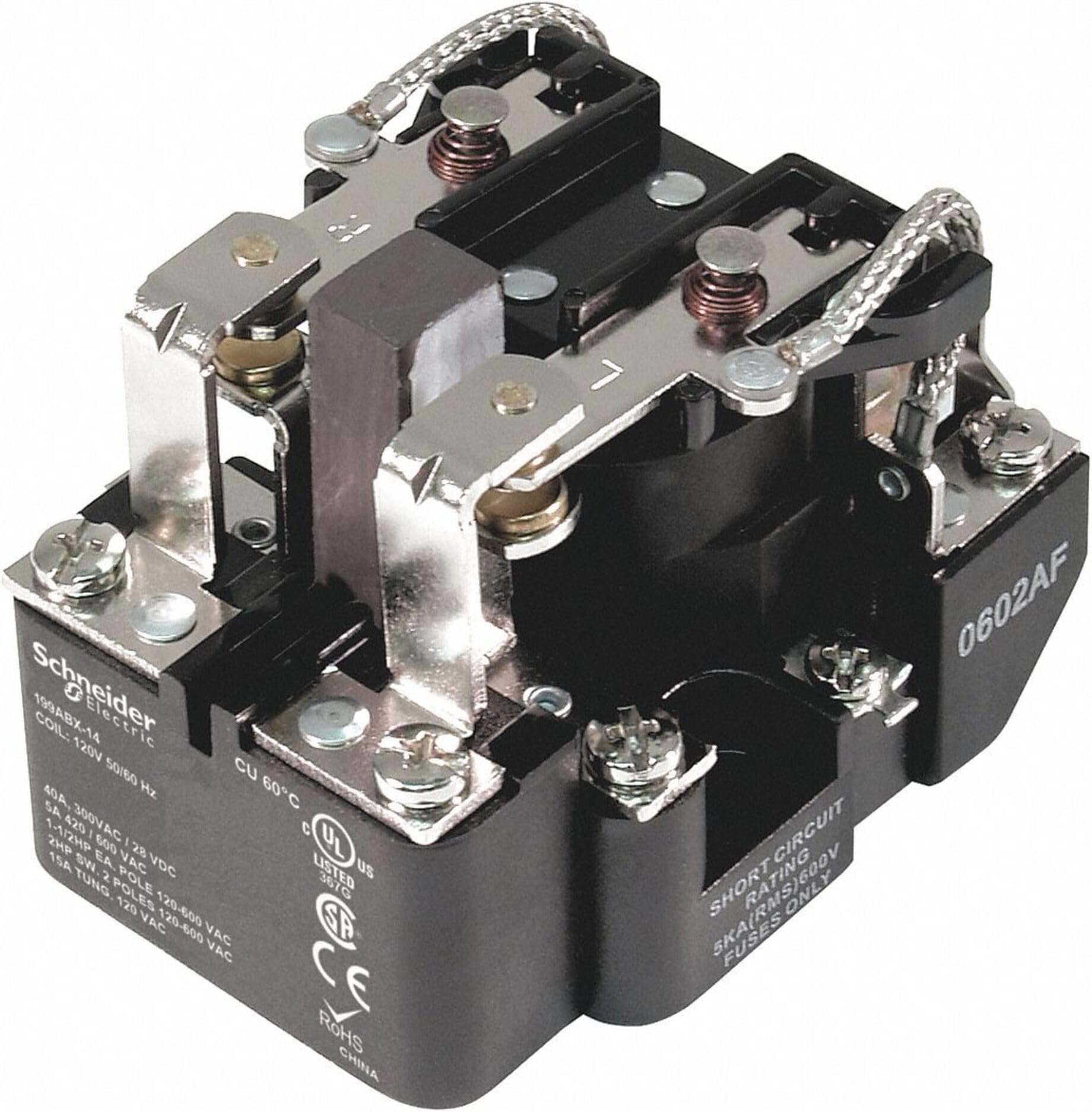 Schneider Electric/Magnecraft 199AX-4 Relay; E-Mech; Power; SPDT; Cur-Rtg 40A; Ctrl-V 120AC; Vol-Rtg 277/28AC/DC; Screw