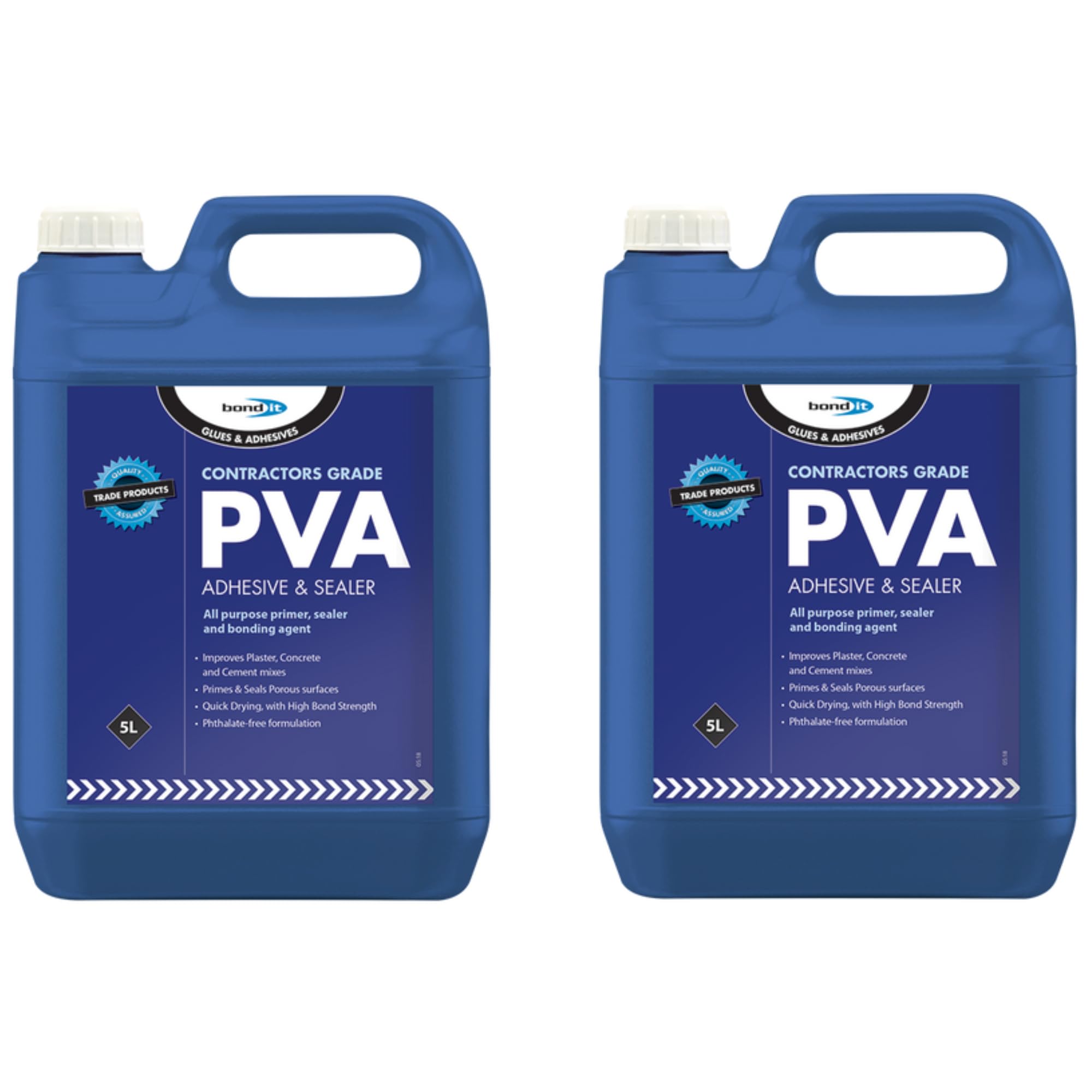 BOND IT 1 Hour PVA Glue Contractors Grade Primer Adhesive & Sealer 5L for Bonding & Sealing x2