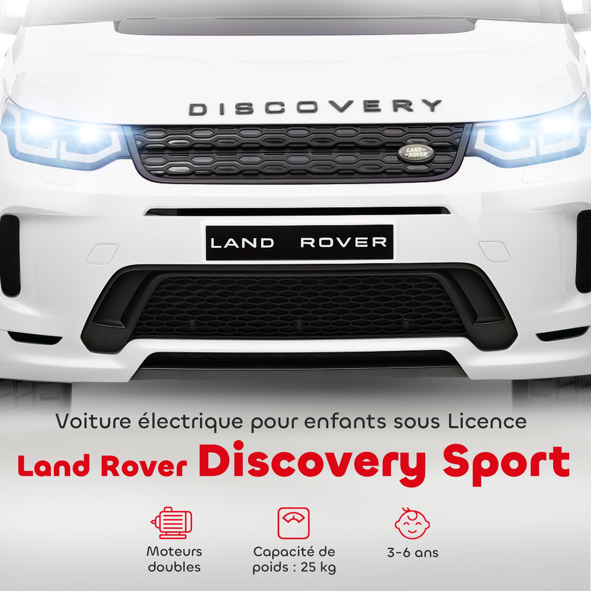 AIYAPLAY Voiture Électrique Enfants Land Rover Discovery Sport 12V Blanc