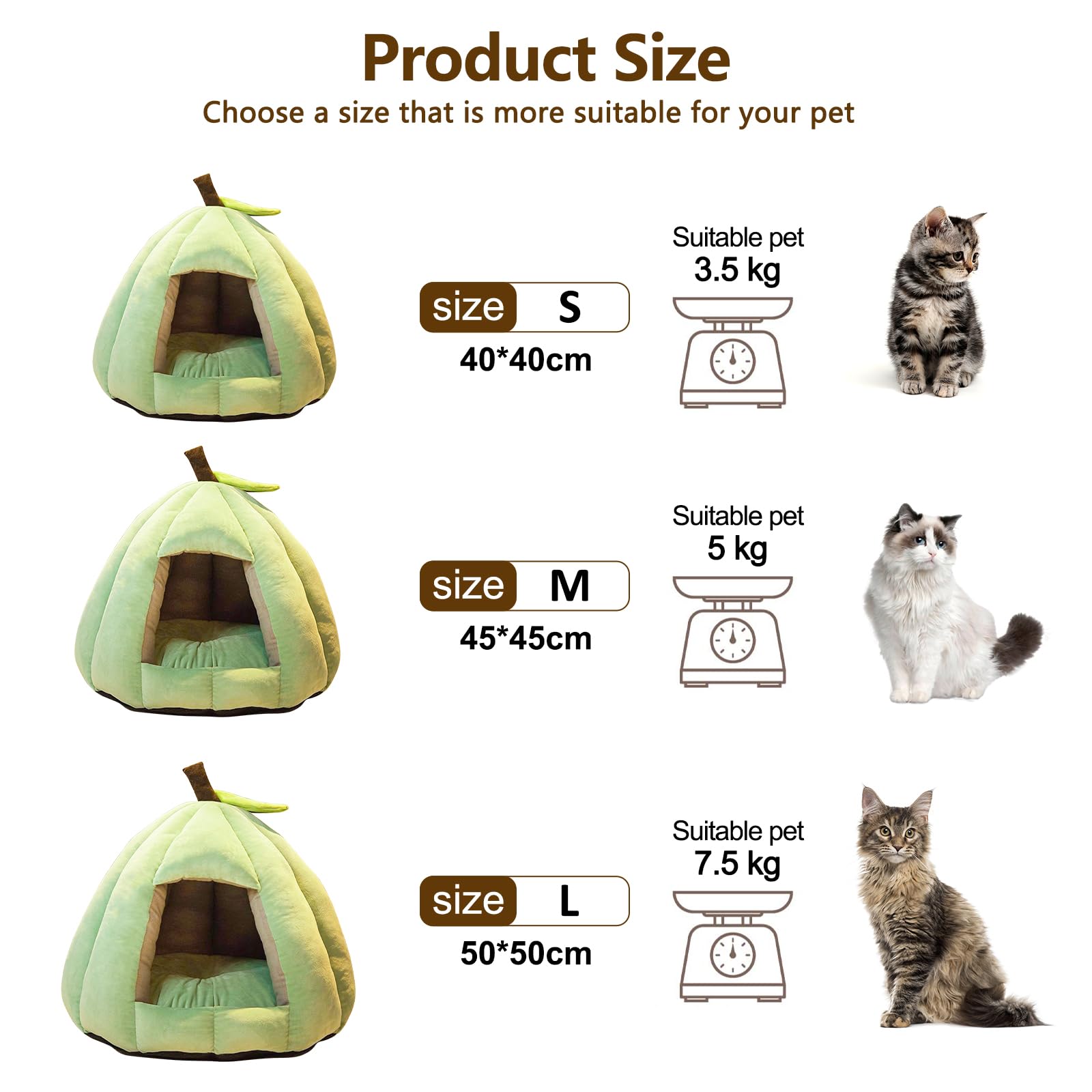 Galatée Lit pour Chat Et Chien - Tente Igloo en Peluche Douce avec Coussin Amovible Et Lavable, Maison Chaude pour Animaux De Compagnie (L, Vert)