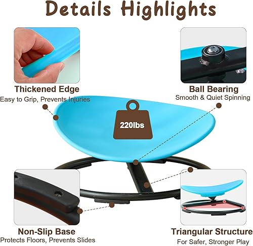 Miniatura 4 de Silla giratoria sensorial para niños con autismo de 3 años en adelante, silla giratoria para sentarse y girar para niños con TDAH, sillas