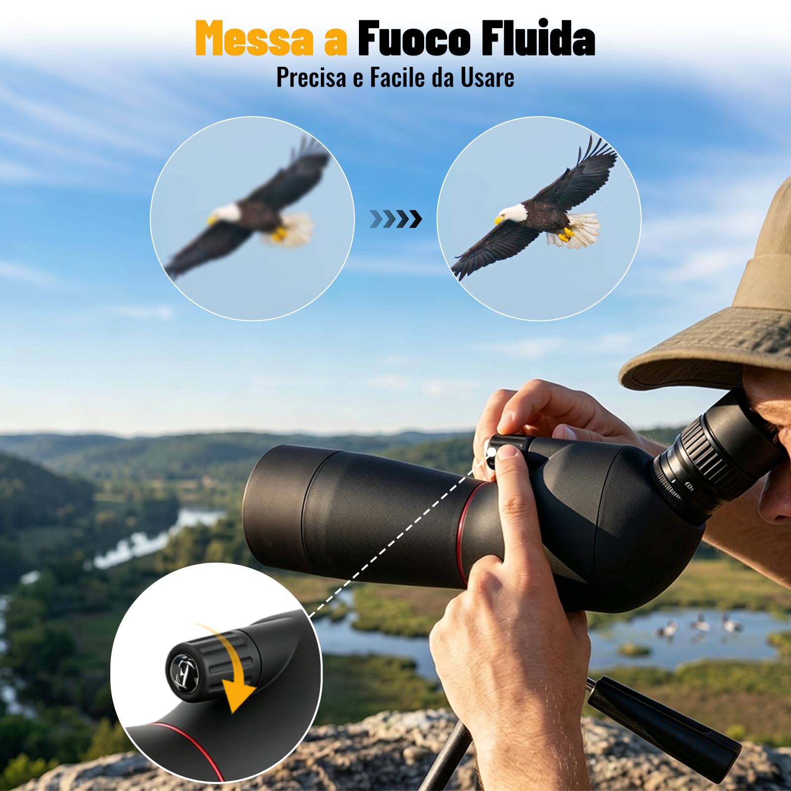 20-60x60 Cannocchiale con Treppiede, Leggero, Birdwatching