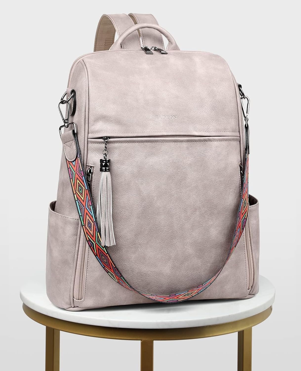 FADEON Laptop Backpack Purse for Women Large Designer PU Leather Laptop Bag, Ladies Computer Shoulder Bags - Image 7