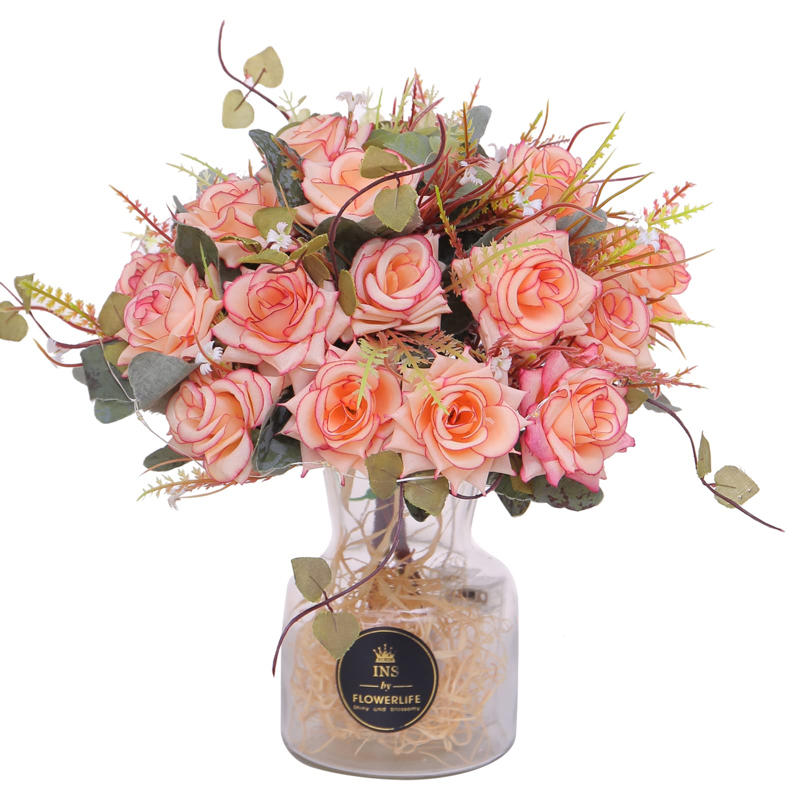 YILIYAJIA Glass Bottle Rose +LED Light (Pink)