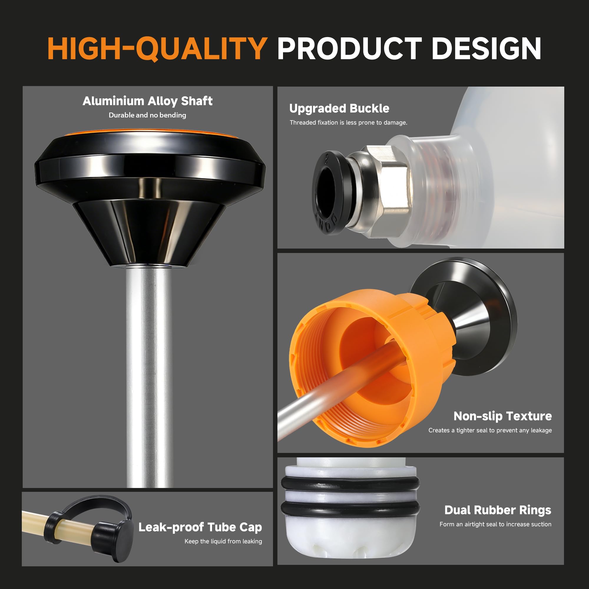 FOUR UNCLES 500cc Fluid Extractor & Fill Pump for Automotive Use - Oil Pump with a 28" Hose & Two 12" Extension Tubes for Easy Oil Change - 4