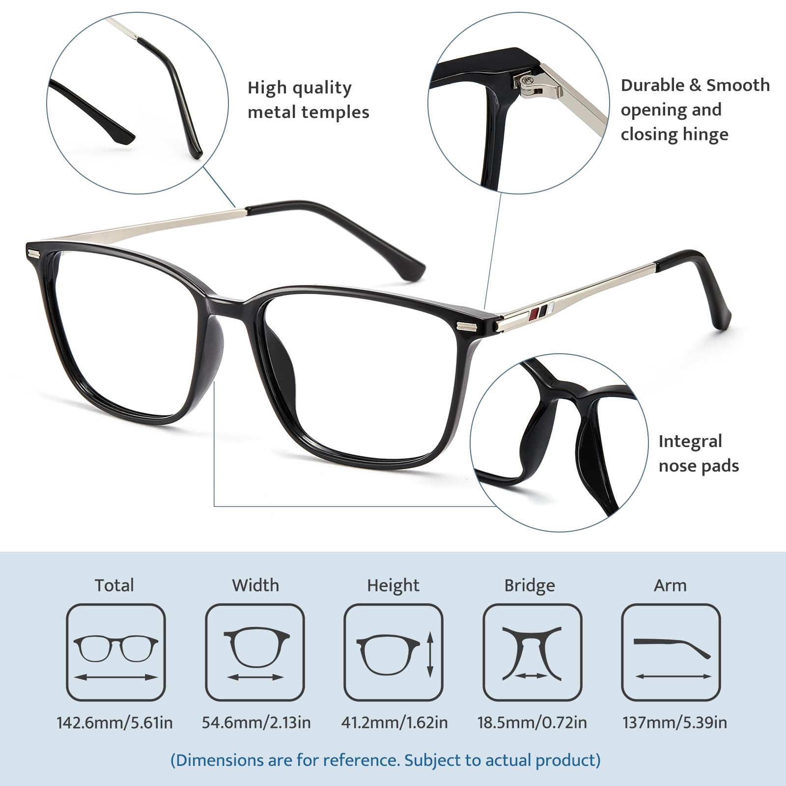 Cyxus Gafas luz azul cuadradas con marco clásico para computadora para hombres y mujeres