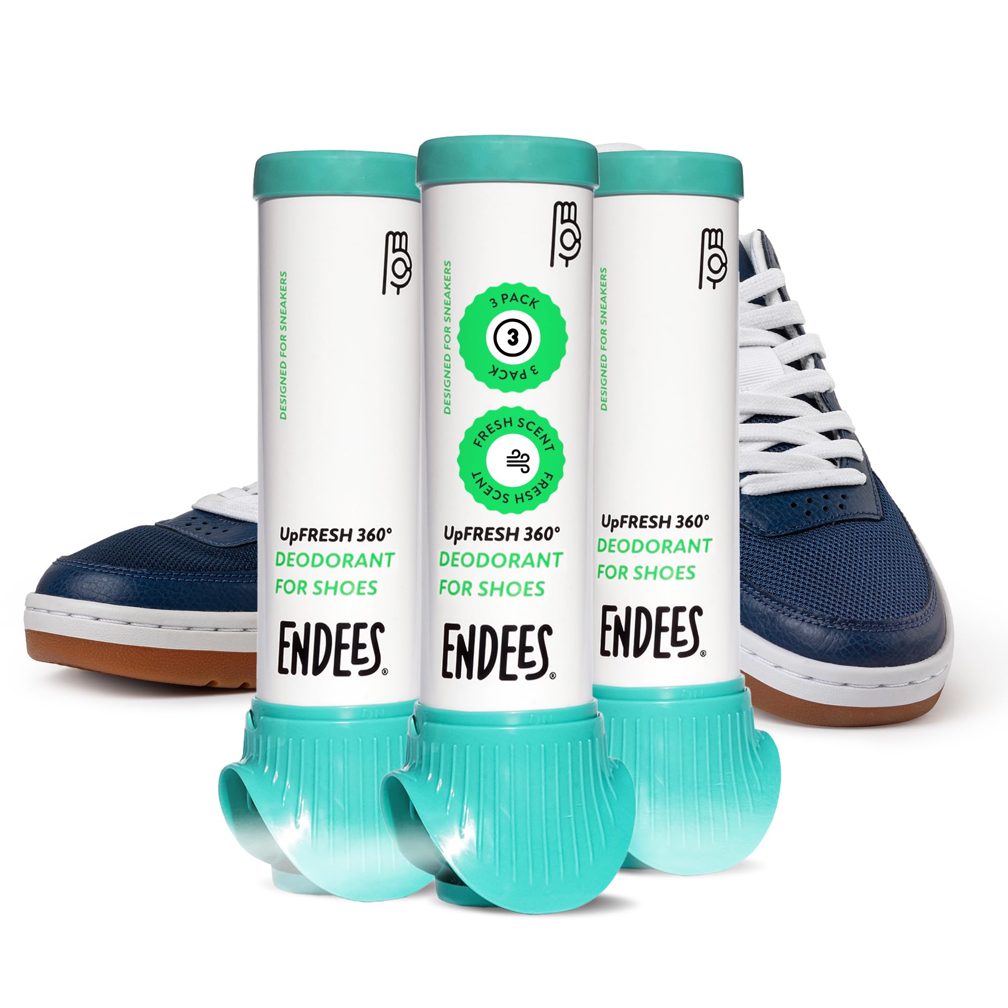 Endees UpFresh 360° Shoe Deodorizer Spray – 3 x 3.38 Fl Ozl I Foot Odor Eliminator Shoe Spray for Smelly Shoes, Feet, Sneakers, Boots, and Gym Bags, Stinky Smell Elimination Deodorant, Travel Size