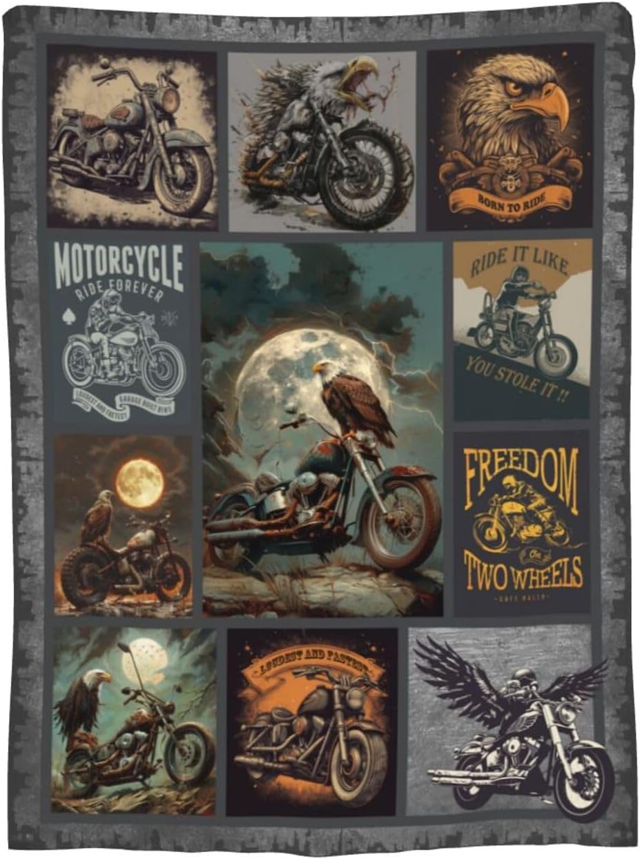 Motorcycle Gifts for Men and Women Gifts for Father's Day Throw Blankets - Image 9