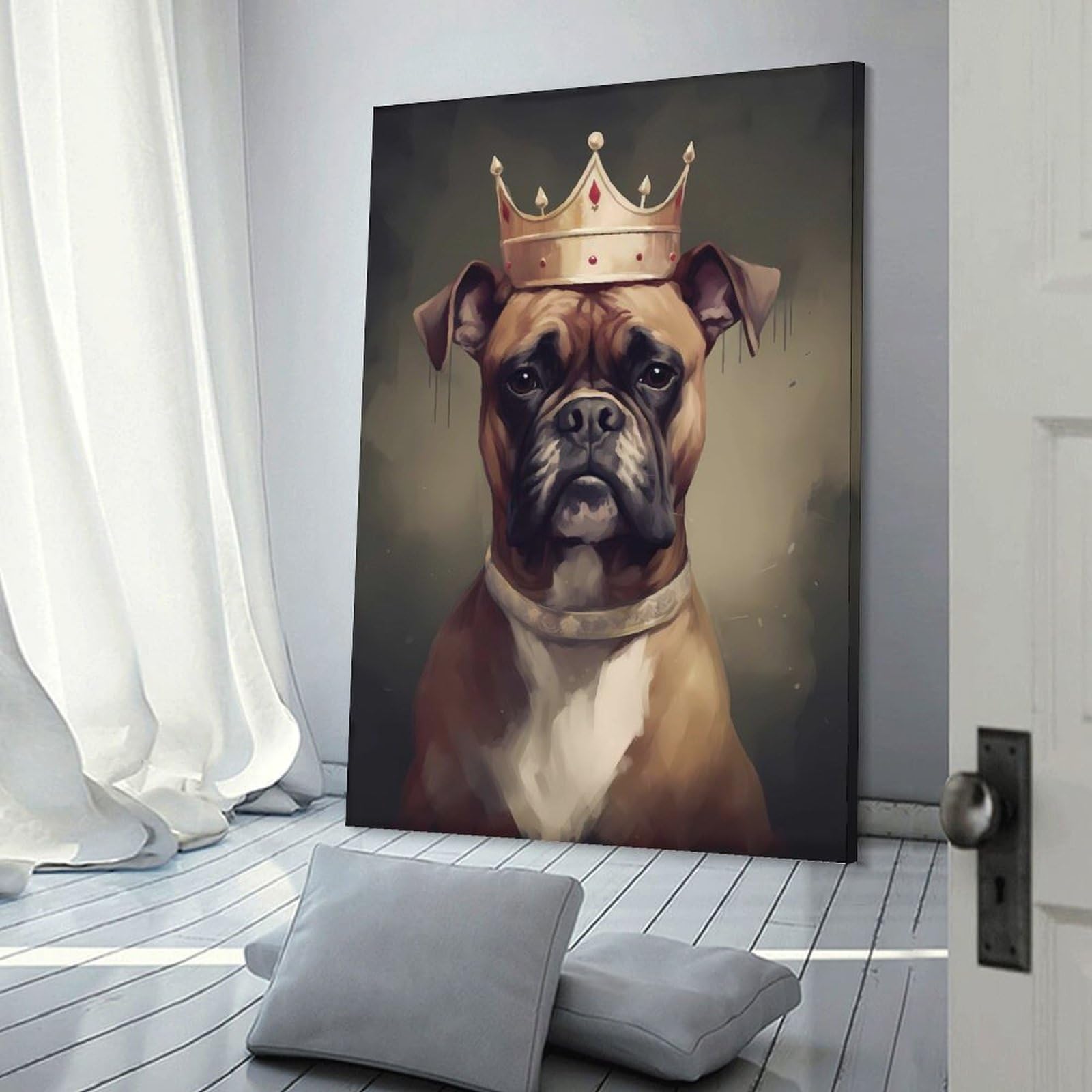 Junmoney Decorative Wall Artwork Boxer Dog Visionary, 20x30inch(50x75cm), for Living Room, Bedroom Or Apartment Walls, Decorative Artwork for Empty Walls
