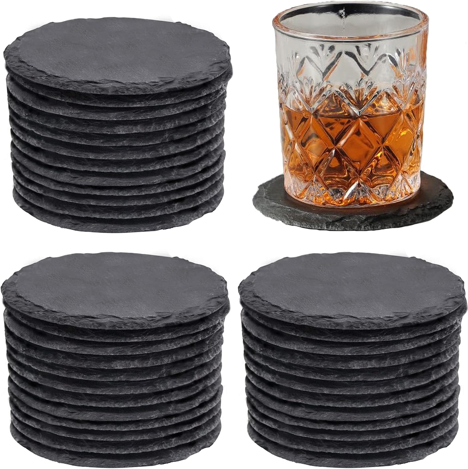 MAPRIAL 36 Pieces Slate Coasters, 4 Inch Round Coasters for Drinks