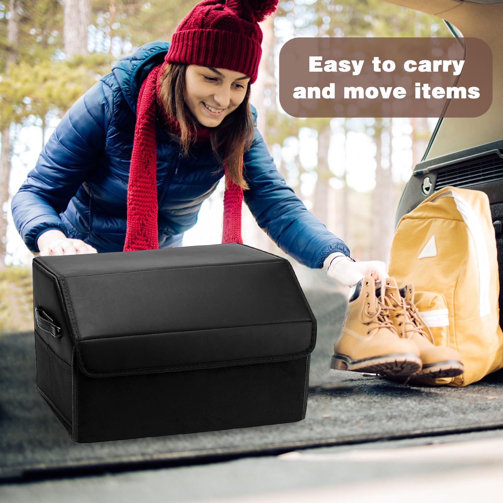 Organizzatori Borsa Organizer Bagagliaio Auto 44 * 31 * 29, E Contenitori Pieghevole，Organizer Bagagliaio Auto Grande Capacità con Coperchio Magnetico e Manico per SUV, Camion