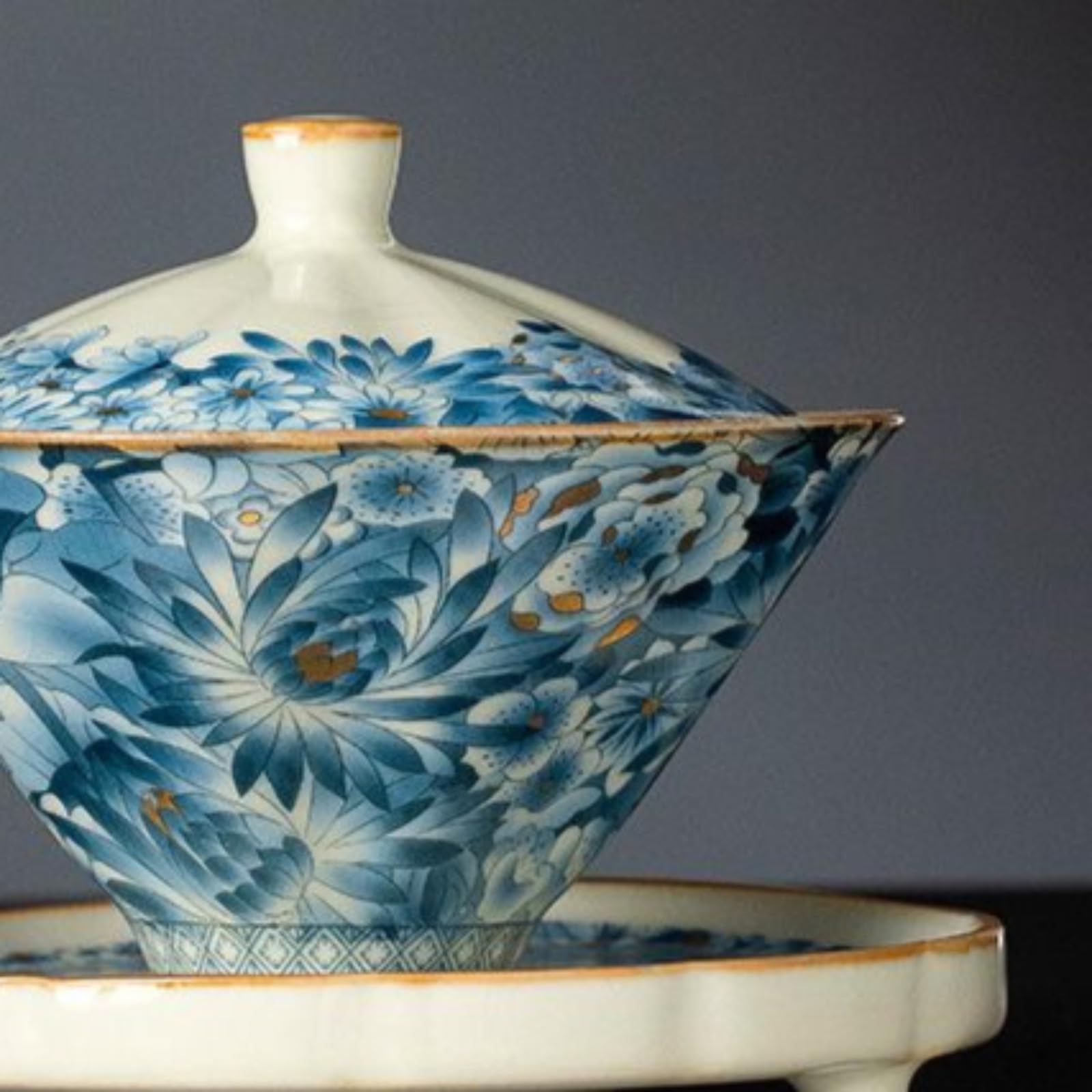 Ru Kiln Ceramic Gaiwan, 130 ml, zestaw do herbaty Kung Fu w stylu chińskim z pokrywką do herbaty