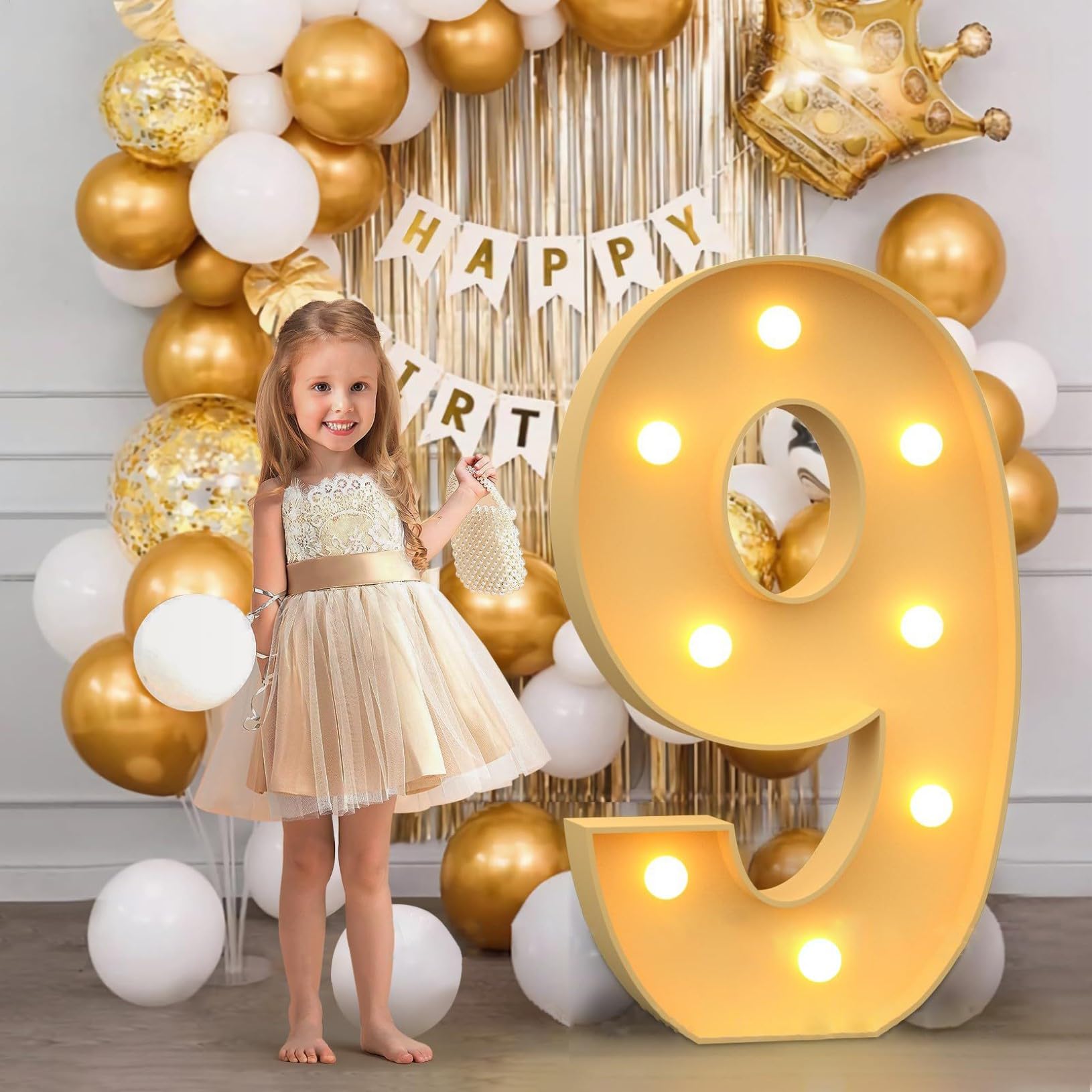 70cm-2.3ft Birthday Decor Number Light Up Numbers 9, Large Mosaic Marquee Light Up Sign, Pre-cut Foam Board Set Marquee Numbers for New Year Anniversary Party