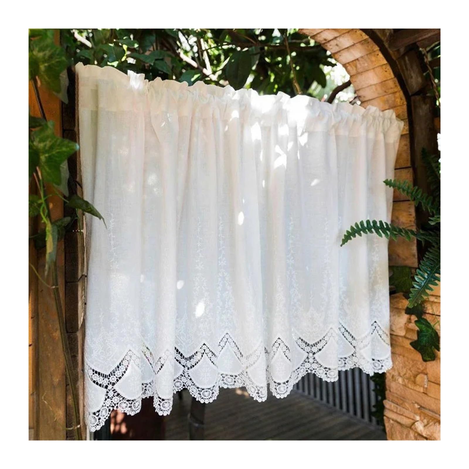 Rideau pour placard en coton blanc à fleurs creuses de 250x110 cm pour cuisine