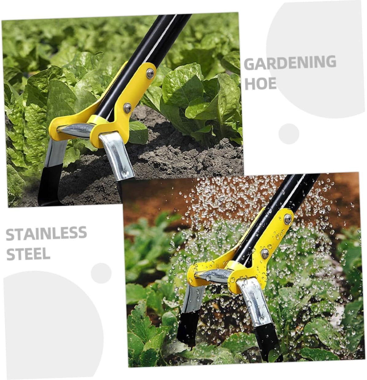 Yardwe Hand Stirrup Hoe and Small Garden Cultivator for Weeding, 1.6m Long Handle Gardening Tool for Lawn and Flower Beds, Manual Weed Removal Tool for Patio and Outdoor Planting