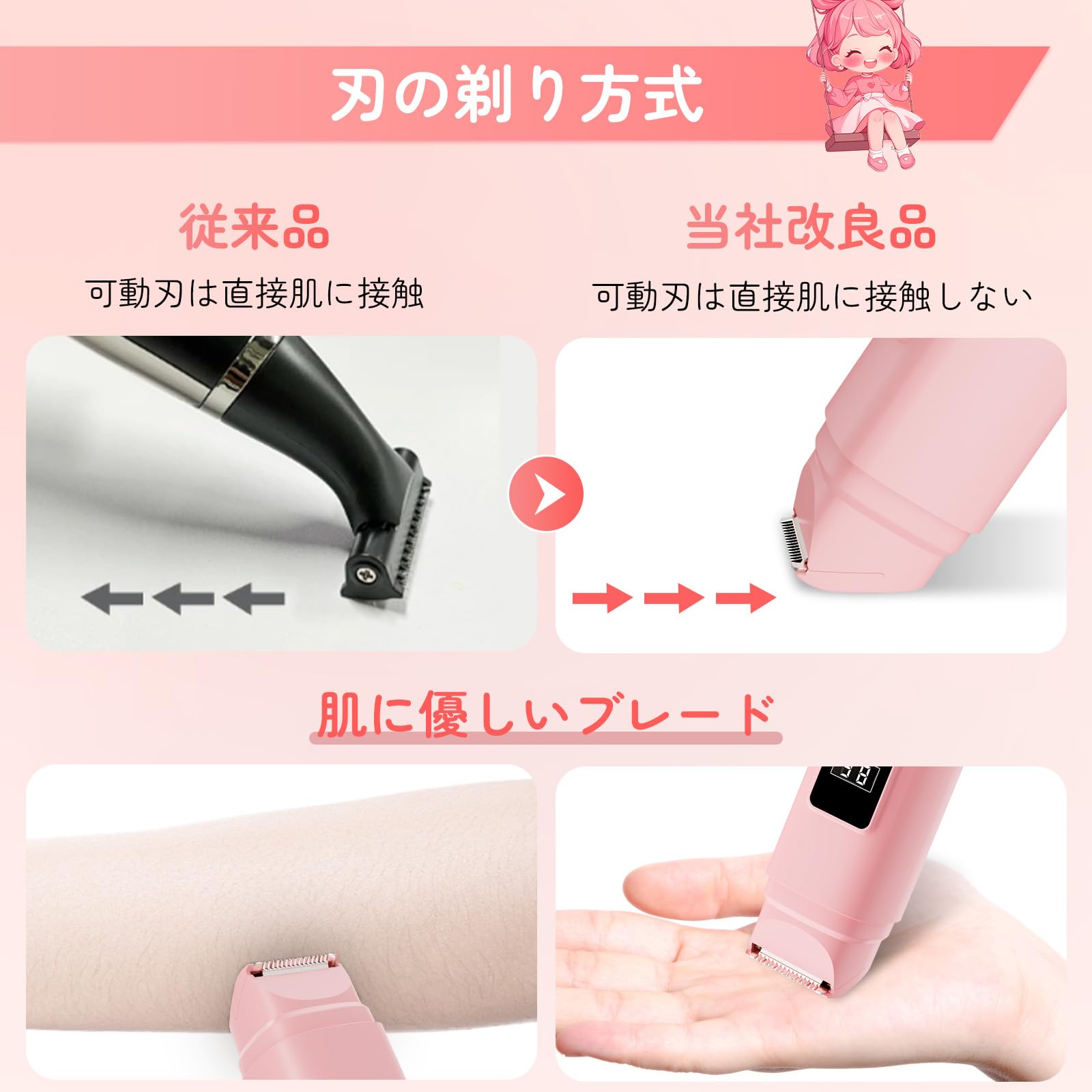 Amazon | Alichome H2 レディースシェーバー 2in1 電動 vio シェーバー